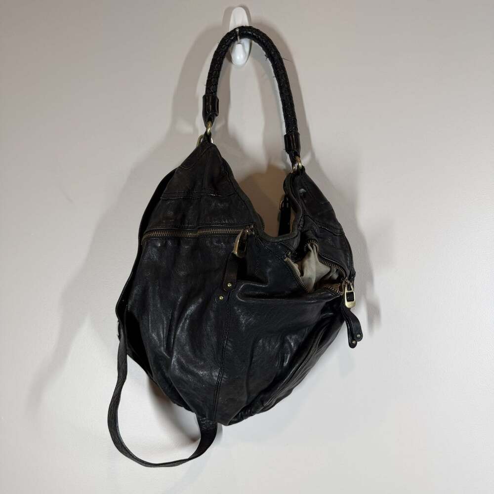 Banana Republic Murano Hobo Black Leather Braided Strap Shoulder Bag Style 20003